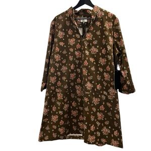 Tuckernuck Clifton Floral Brown Hazel Bouquet Corduroy A-Line Size XXL Cottage